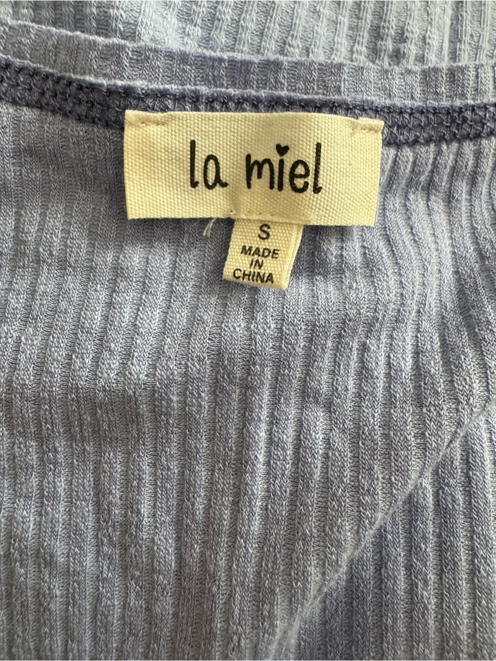 New La Miel Size Small Solid Light Blue Ribbed Henley Tank Top - Picture 5 of 6